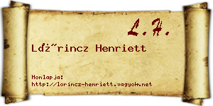 Lőrincz Henriett névjegykártya